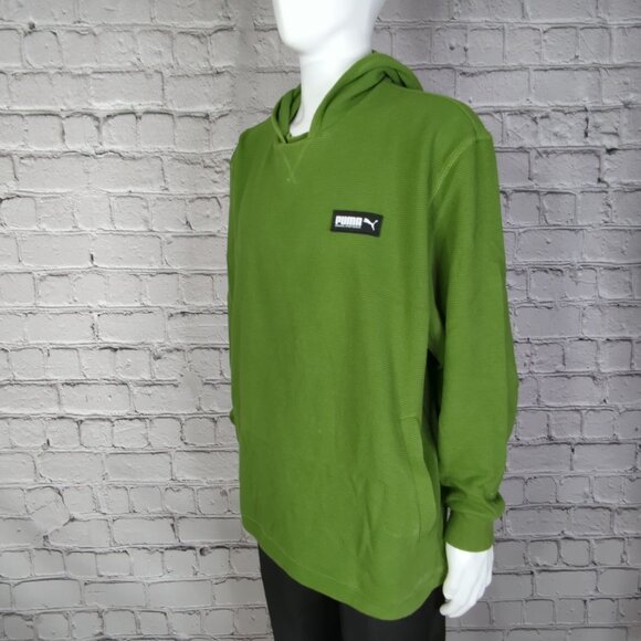 PUMA Hoodie Pullover Men XL Green Sweatshirt Long Sleeve Textured - Picture 4 of 10